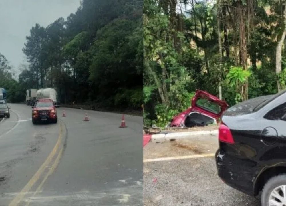 Motorista morre e adolescentes ficam feridos em acidente com dois carros e caminhão na Grande Florianópolis