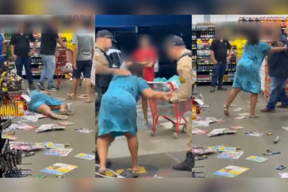 Pedido de compra fiada recusado termina em confusão e destruição em supermercado