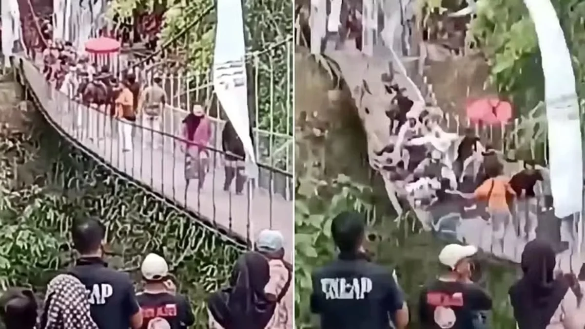 Ponte desaba durante inauguração e deixa cerca de 50 feridos