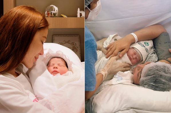 Simone Poncio dá à luz Marie Vitória aos 50 anos e Sarah mostra bebê