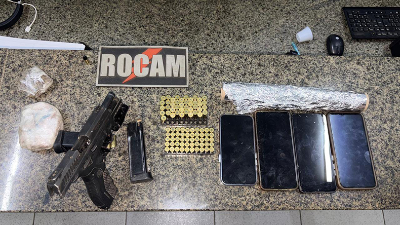 Suspeito de tráfico é preso com pistola da PMMA e mais de 100 munições em Luís Correia