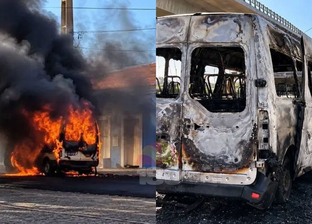 Veículo pega fogo durante teste e fica completamente destruído no Litoral do Piauí
