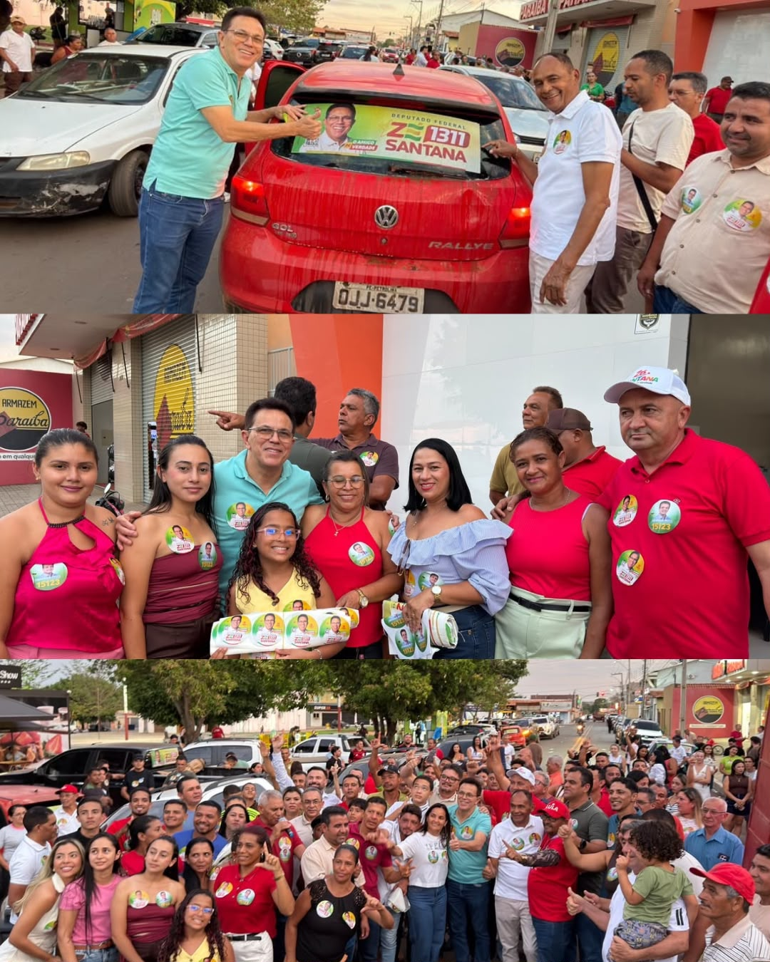 Zé Santana reforça campanha no Sul do Piauí com adesivaço ao lado do prefeito Dr. Zé Luiz