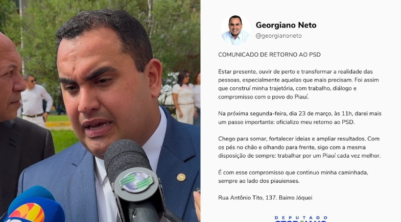 GEORGIANO NETO, OFICIALIZA RETORNO AO PSD E REFORÇA PLANO PARA ELEIÇÃO PRA DEPUTADO FEDERAL.