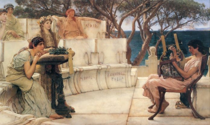 Poeta grega Safo de Lesbos 