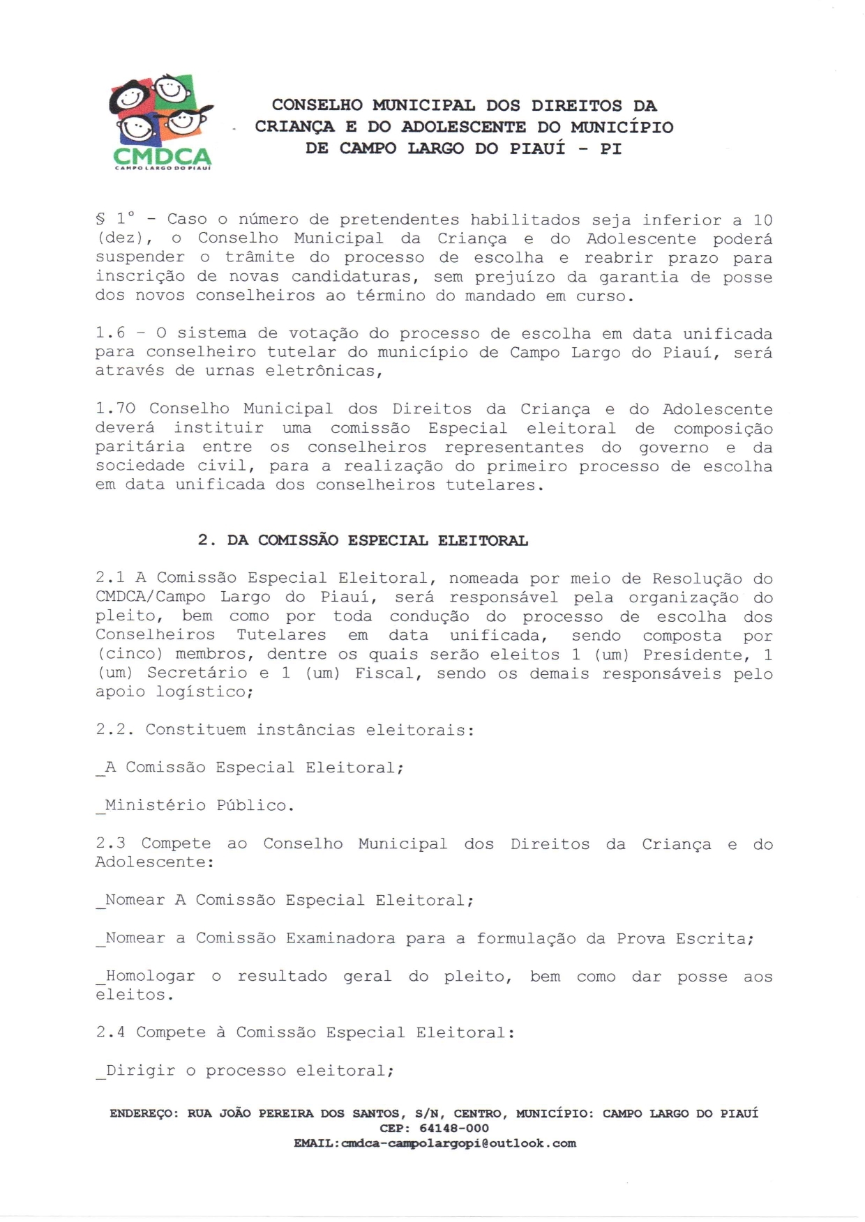 Edital Para Processo Unificado Para Escolha Dos Membros Do Conselho Tutelar 2020 2023 Em Campo 9026