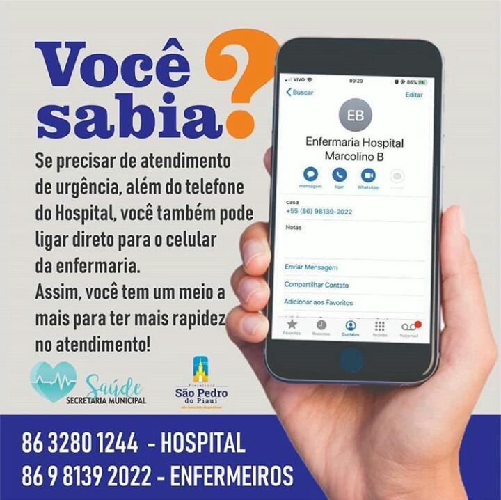 Hospital facilita atendimentos de urgências através de ligação para celular da enfermaria Hospital facilita atendimentos de urgências através de ligação para celular da enfermaria