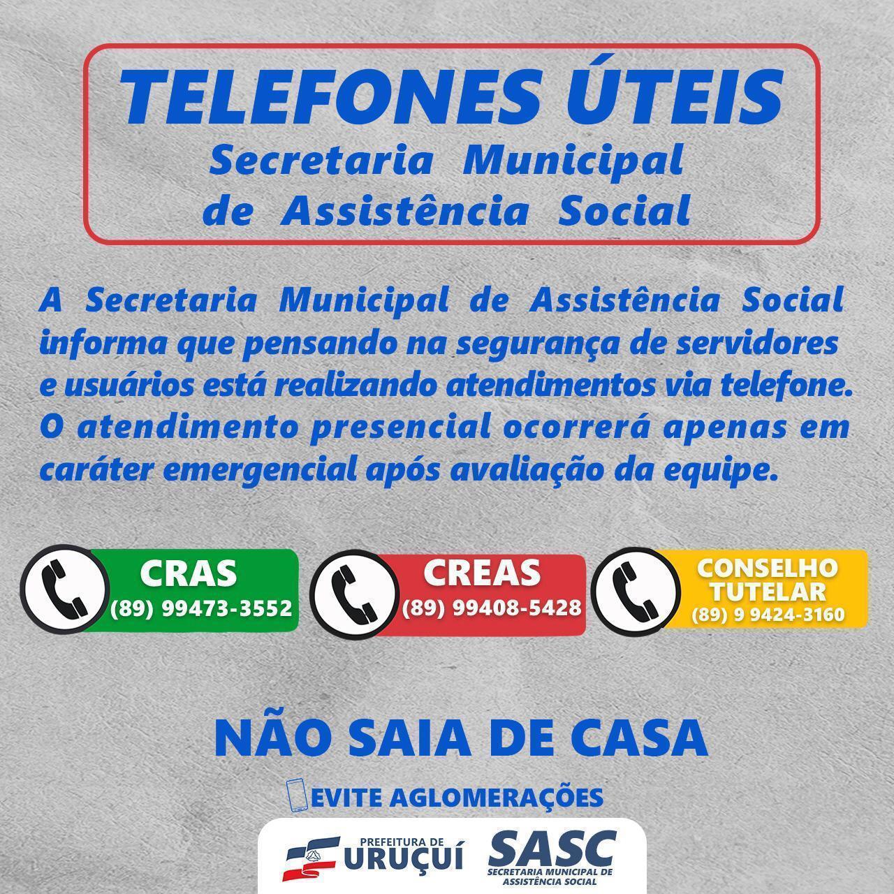 Atendimento da Secretaria da Assistência Social é feito via telefone ...