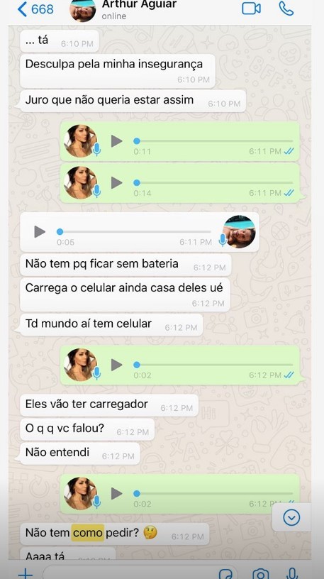 Em Serie De Prints Mayra Expoe Conversas Assustadoras Com Arthur Aguiar