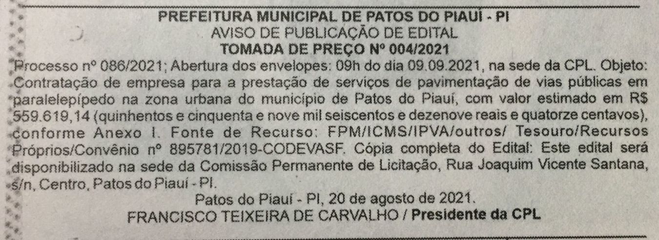 PREFEITURA MUNICIPAL DE PATOS DO PIAUÍ