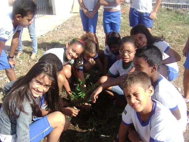 Alunos da Escola João da Costa Viana plantam árvores na Prainha de