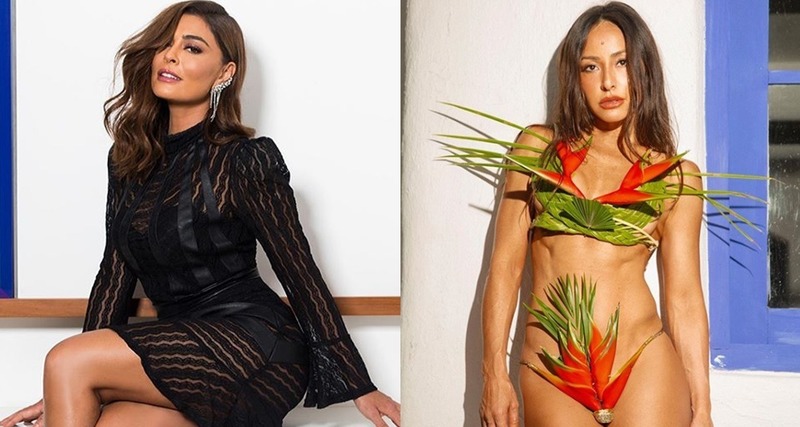 Juliana Paes e Sabrina Sato sensualizam de lingerie