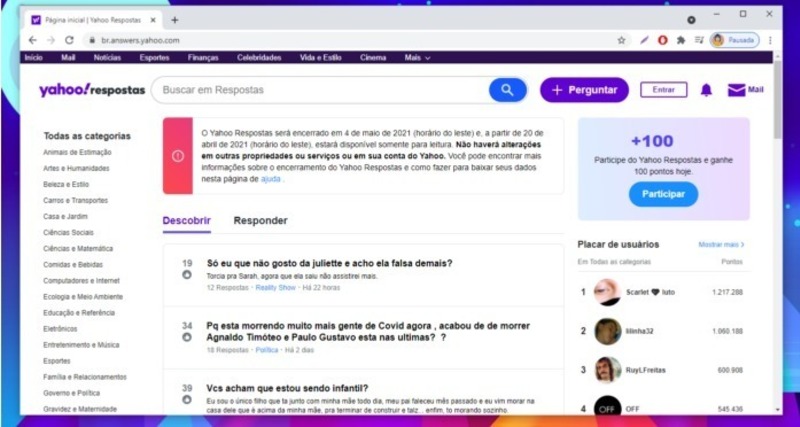 Yahoo Respostas chega ao fim depois de 16 anos