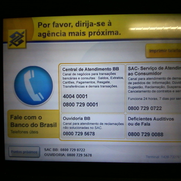 Banco Do Brasil: Auto Atendimento Da Agência De Altos Sem Dinheiro.